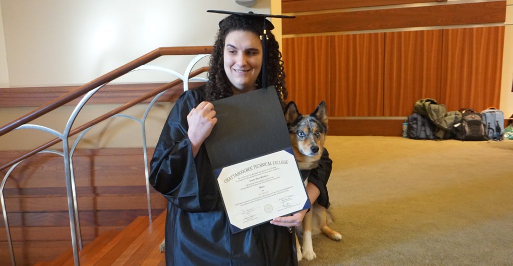 Chattahoochee Tech student and her service dog participated in commencement ceremony