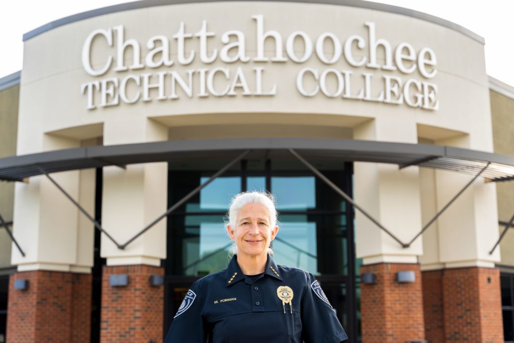 New Police Chief Mary Forman is shown here at the Chatt Tech North Metro Campus